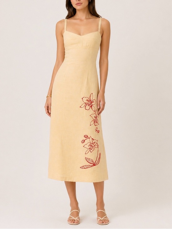 Reformation Dresses & Skirts - Reformation Colette Linen Dress Parmesan Yellow Size 0